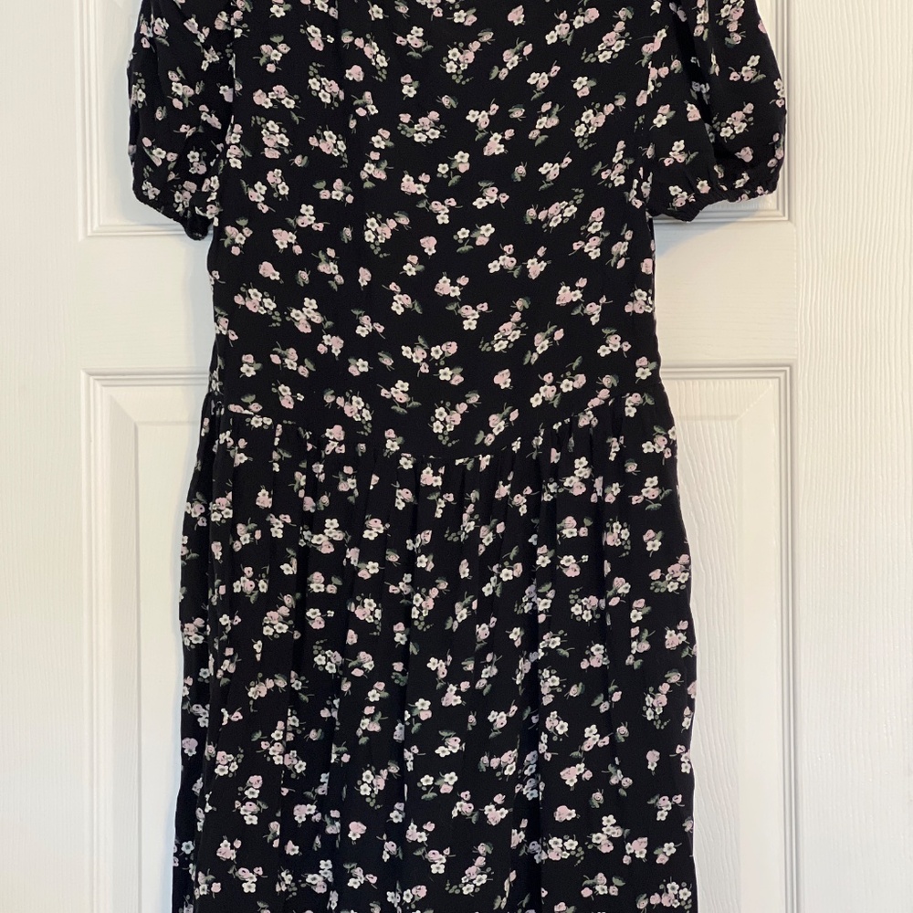 BP Printed Babydoll Minidress In Black Kasey Ditsy Size Medium - Picture 2 of 3